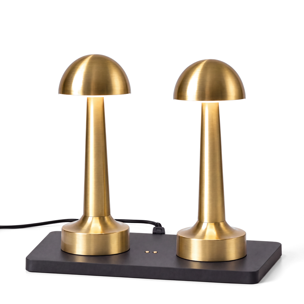 Aveline brass cordless table lamps – set of 2 with charging station