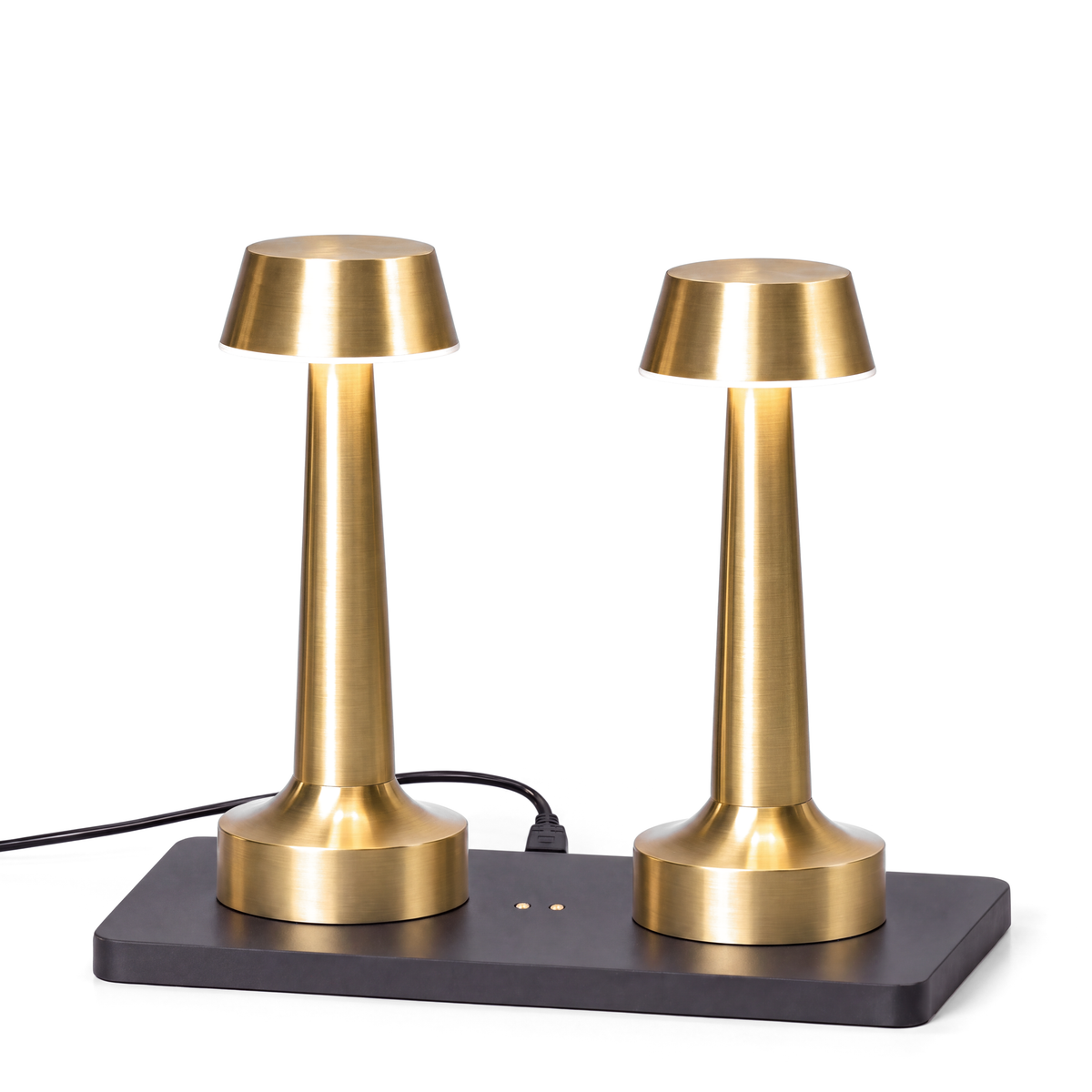 Vera brass cordless table lamps – set of 2 with charging station