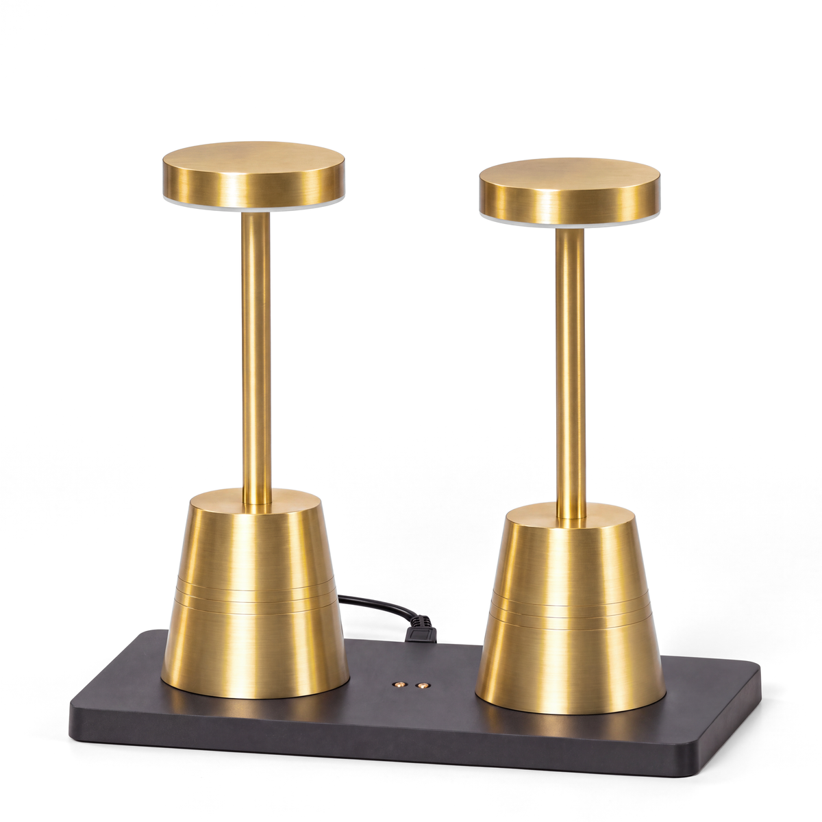 Sienna brass cordless table lamps – set of 2 with charging station